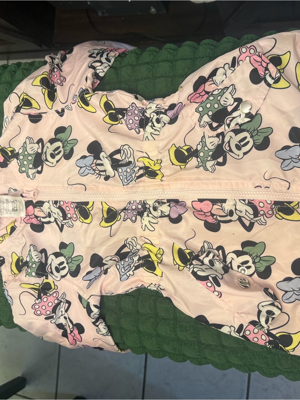 Disney Pink Minnie Mouse Hooded Raincoat with Yellow and Green Accents